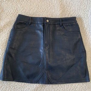 OHM Boutique Black Leather Heather Mini Skirt